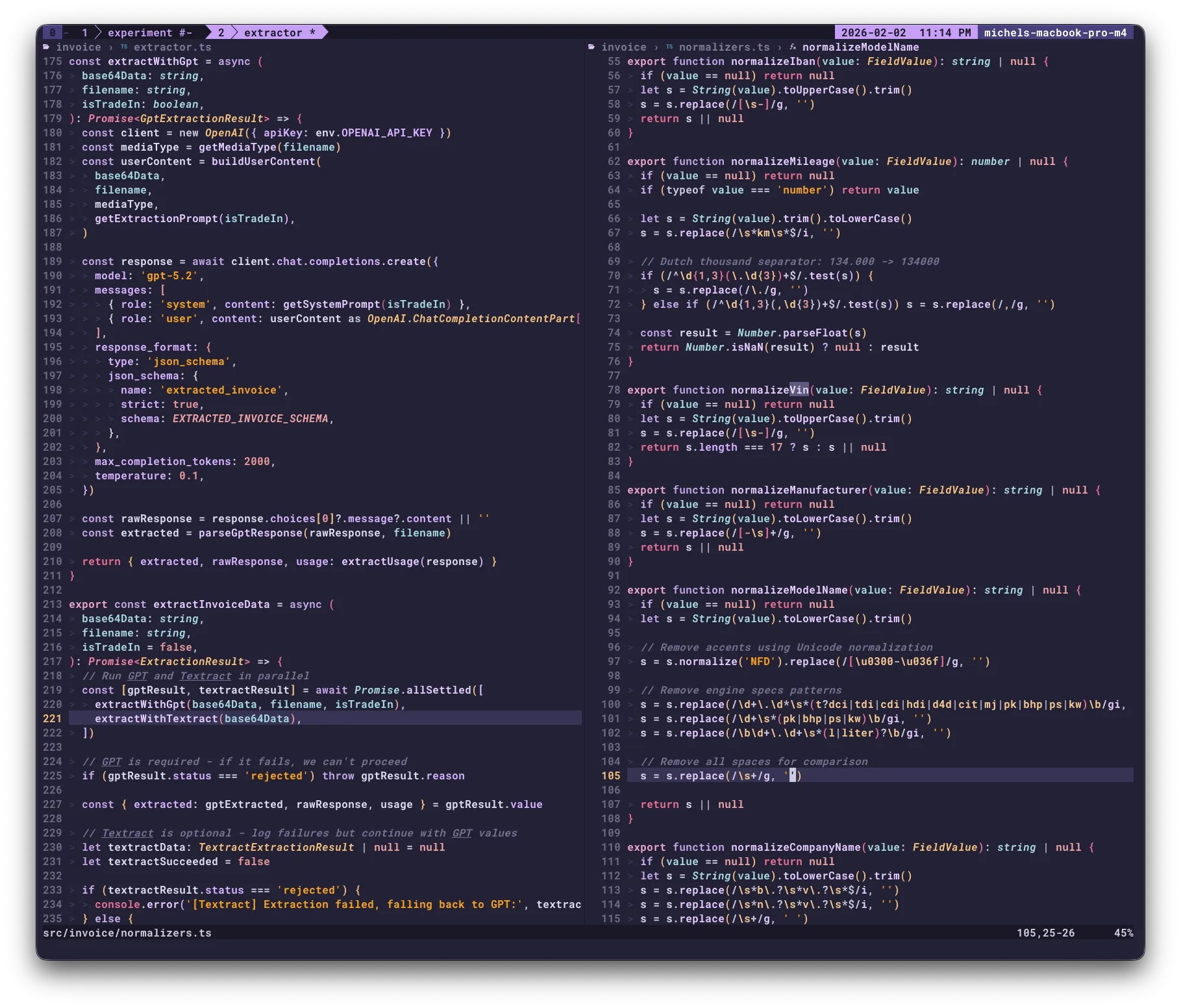 Field normalizers and extractors code